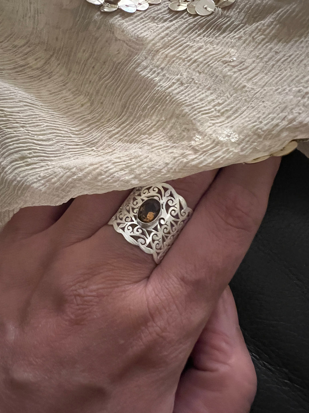 Beautiful Cut-work Quartz Ring