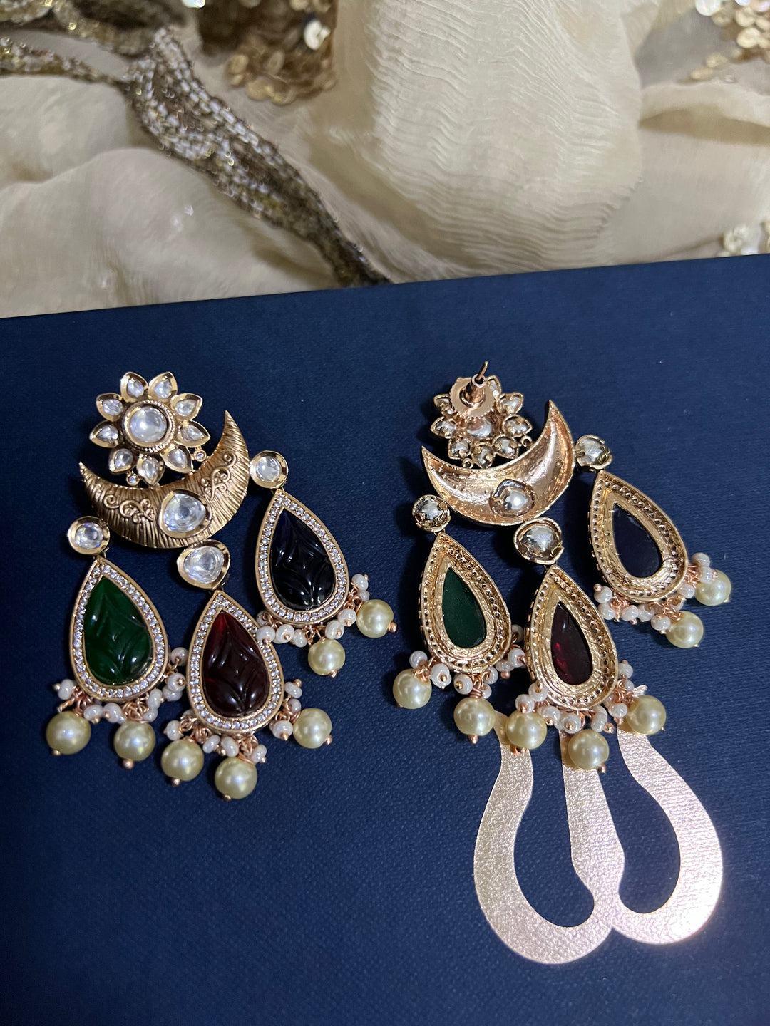 Multicoloured Bridal Kundan Choker Necklace with Earrings