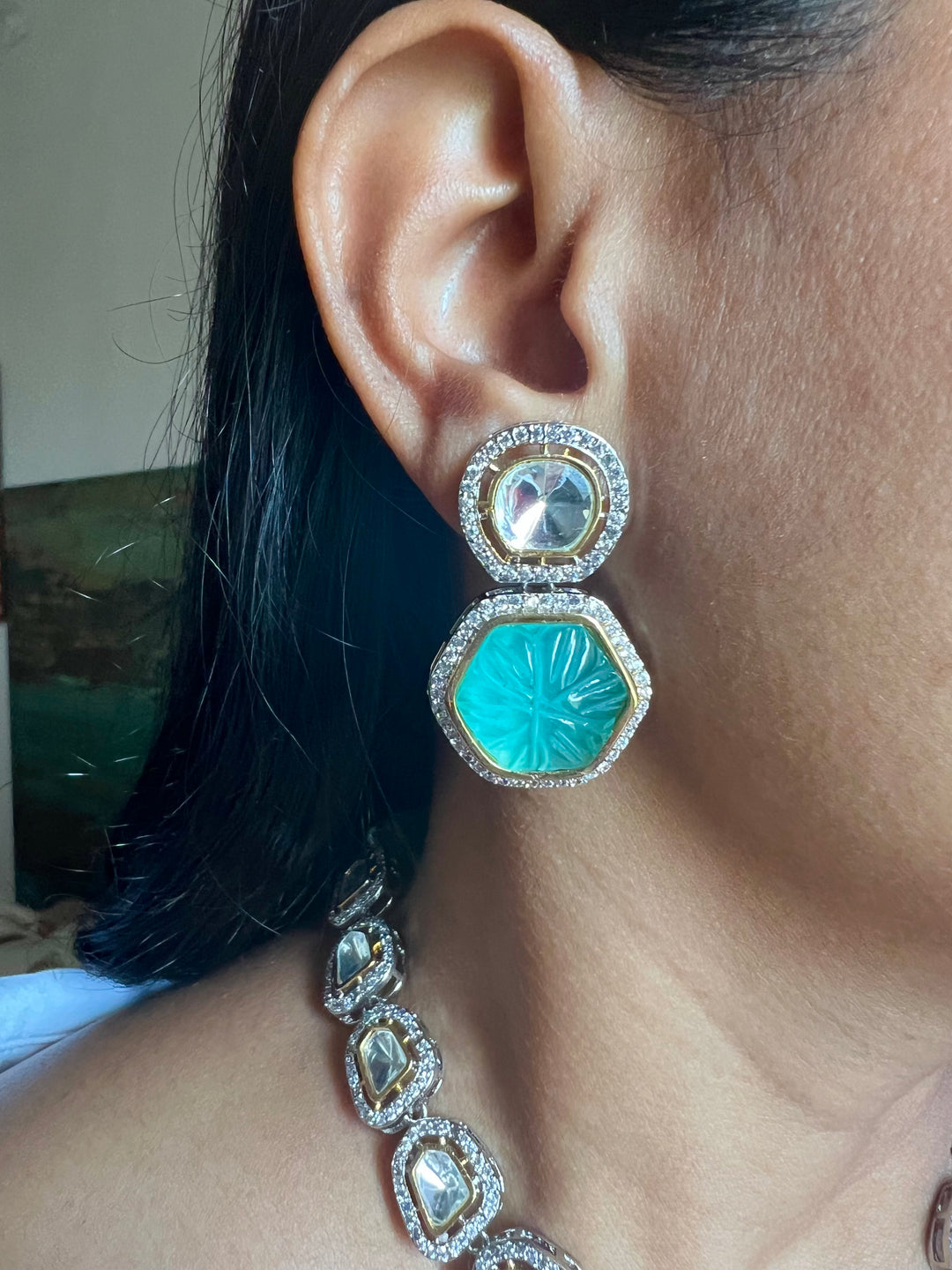 Victorian Kundan Necklace with Earrings