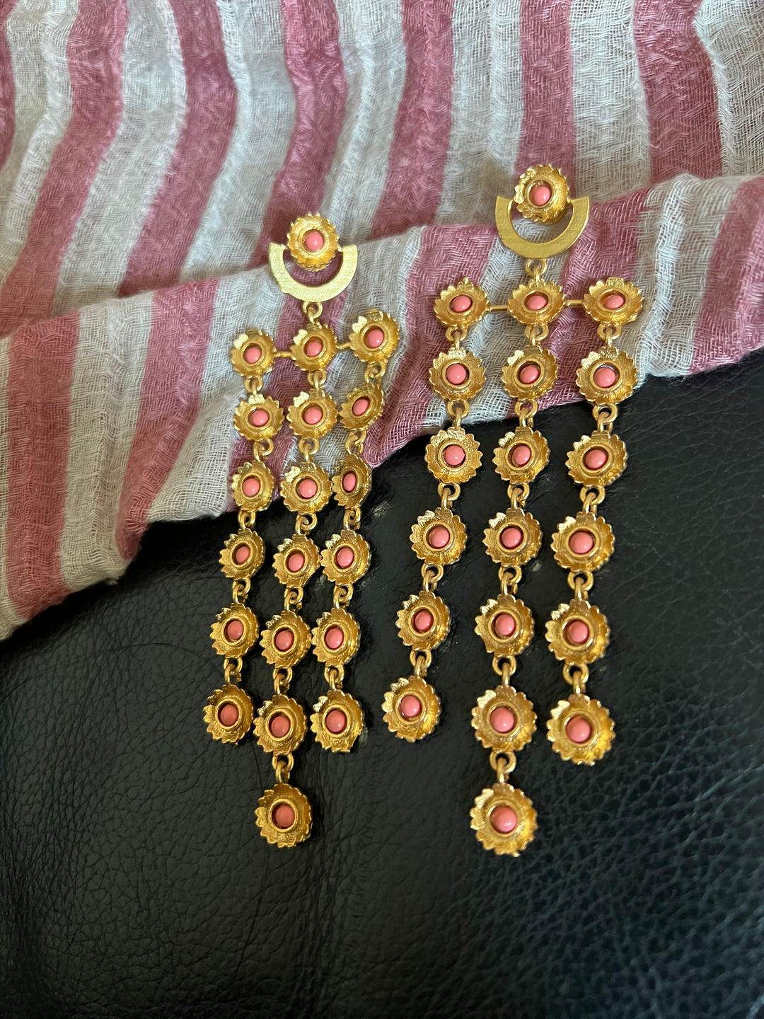 Pink Coral Flowers Earrings