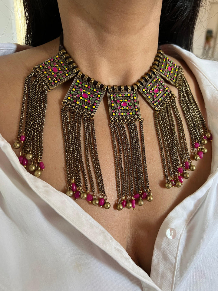 Tribal Necklace with Danglers - SHIVKA