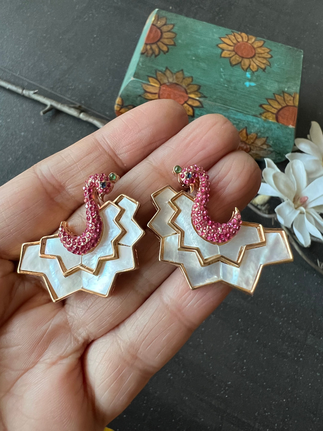 Mother of Pearl Swan Studs