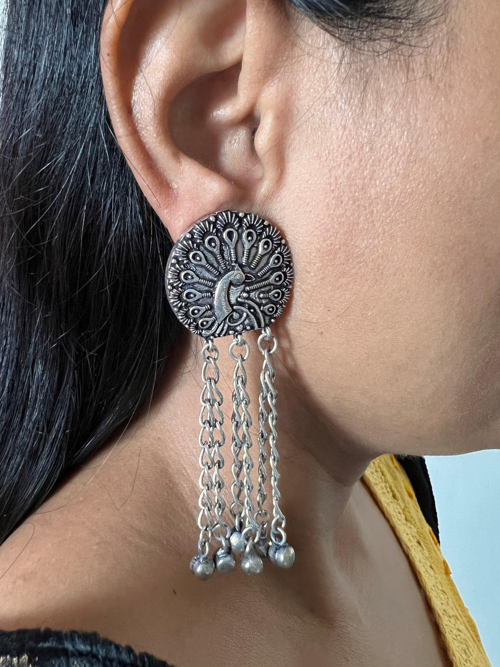 Tasseled Peacock Earrings - SHIVKA