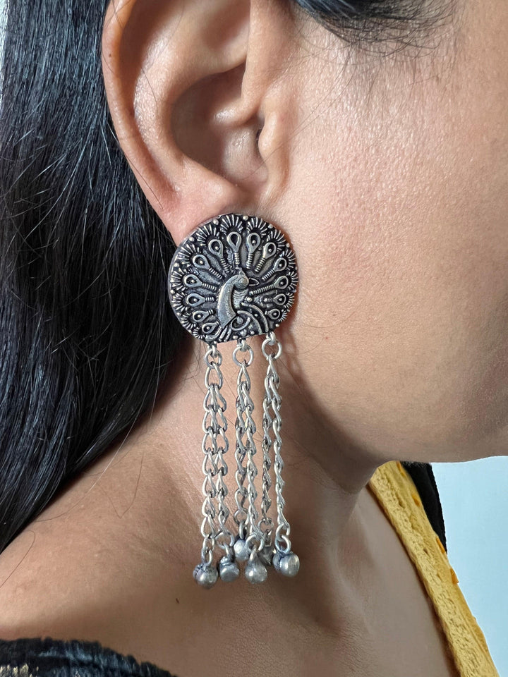 Tasseled Peacock Earrings - SHIVKA
