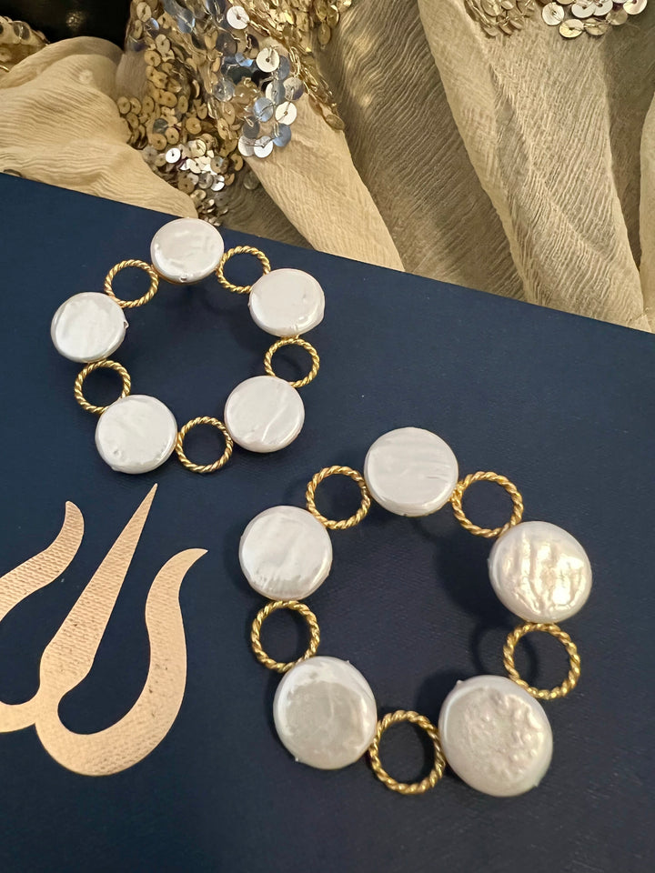 Designer Coin Pearl  Studs