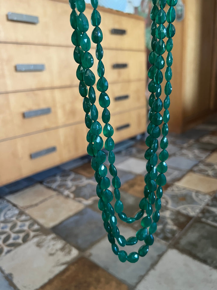 Green Onyx Almond Cut Mala