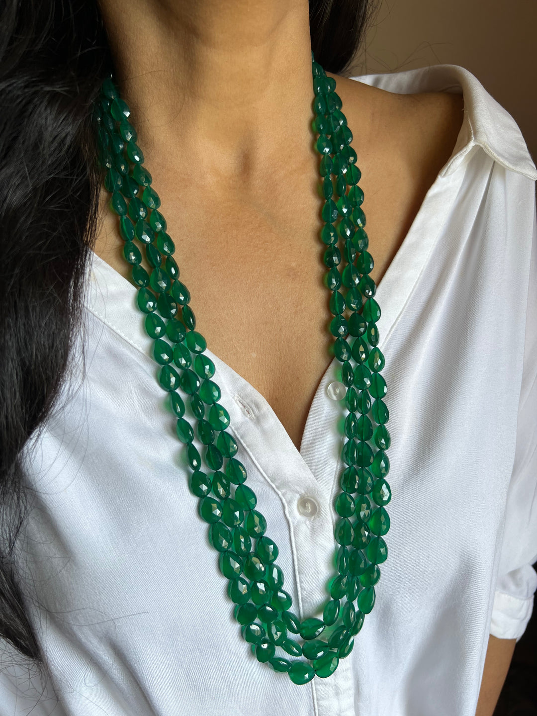 Green Onyx Almond Cut Mala