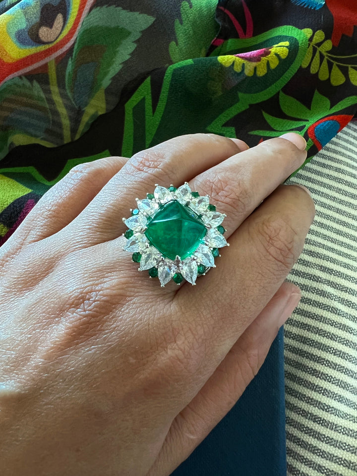 Designer Pure Silver Cubic Zirconia Ring