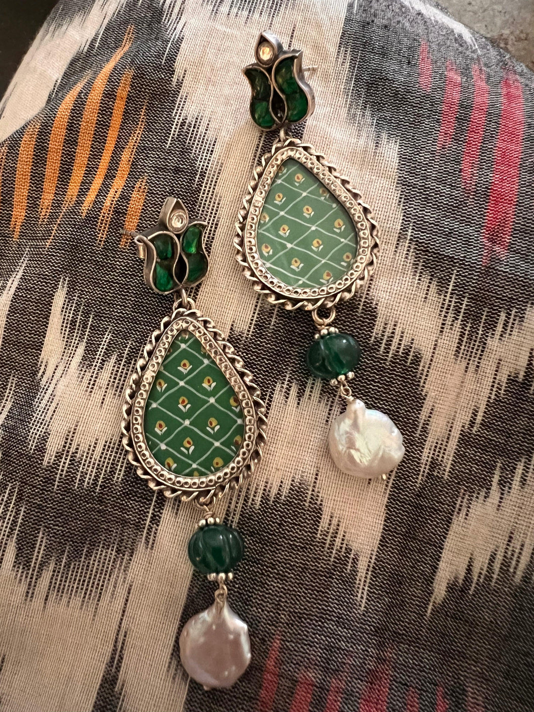 Statement Baroque and Onyx Pure 925 Silver Earrings - SHIVKA