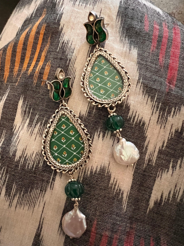 Statement Baroque and Onyx Pure 925 Silver Earrings - SHIVKA