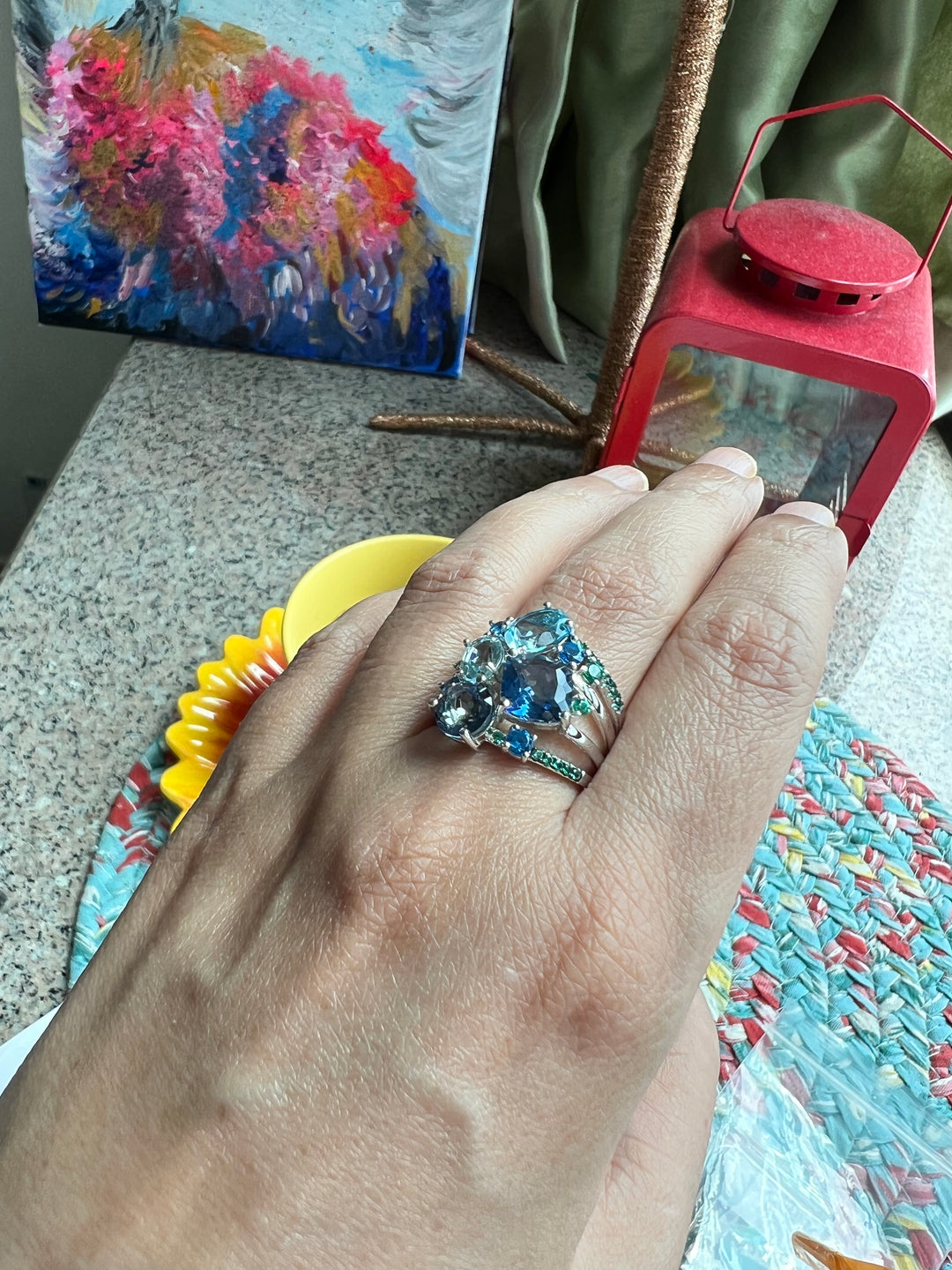 Designer Pure Silver Mystic Quartz Ring