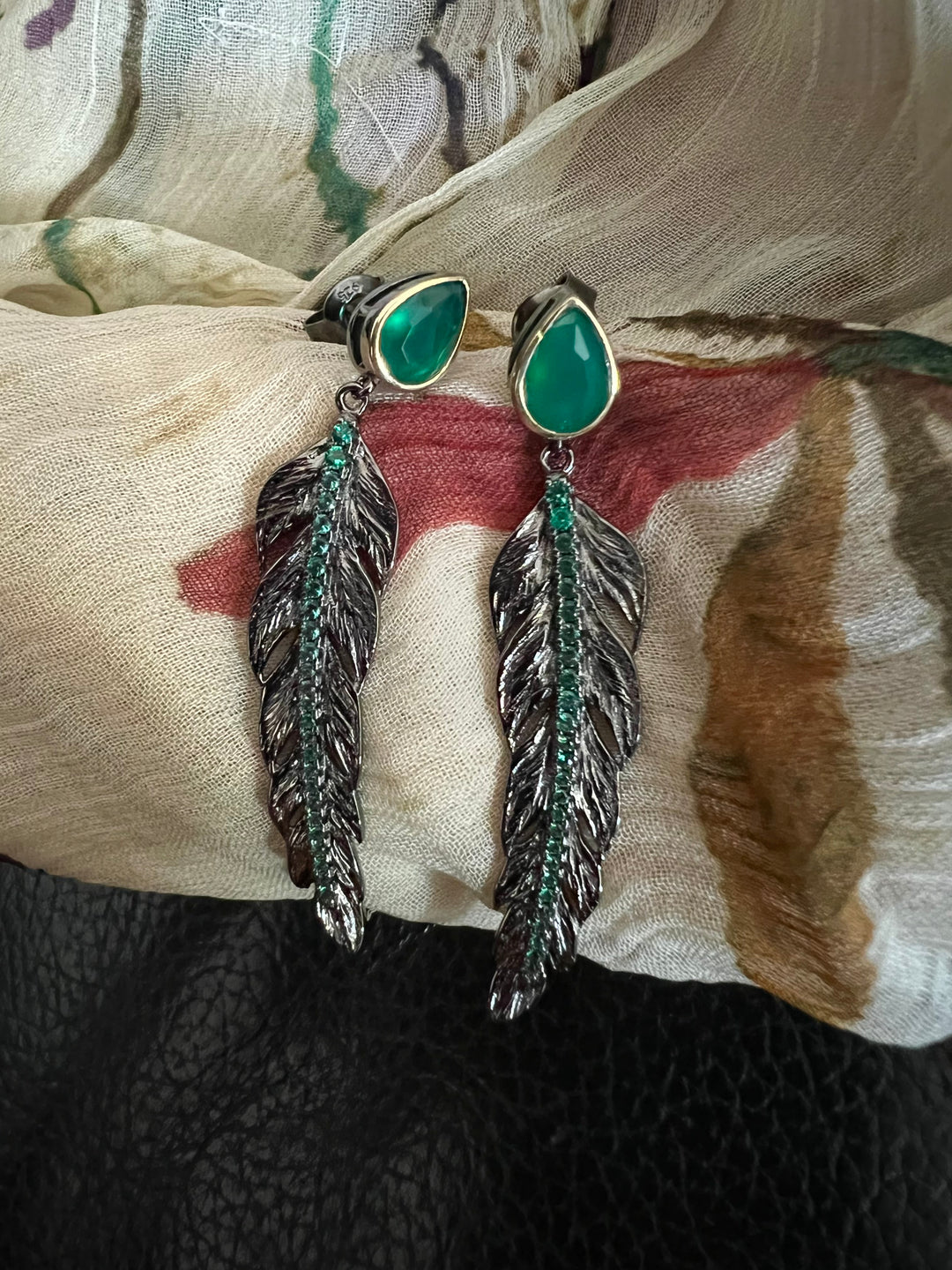 Minimalist 925 Silver Agate Leaf Earrings