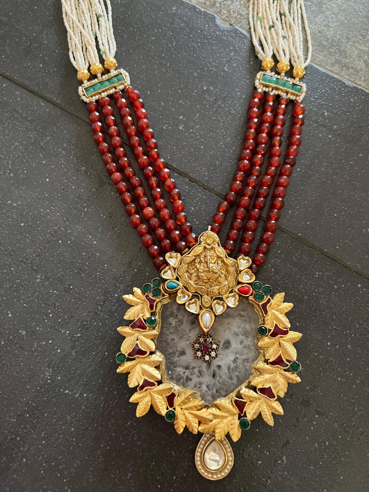 Statement Agate and Kundan Vintage Necklace - SHIVKA