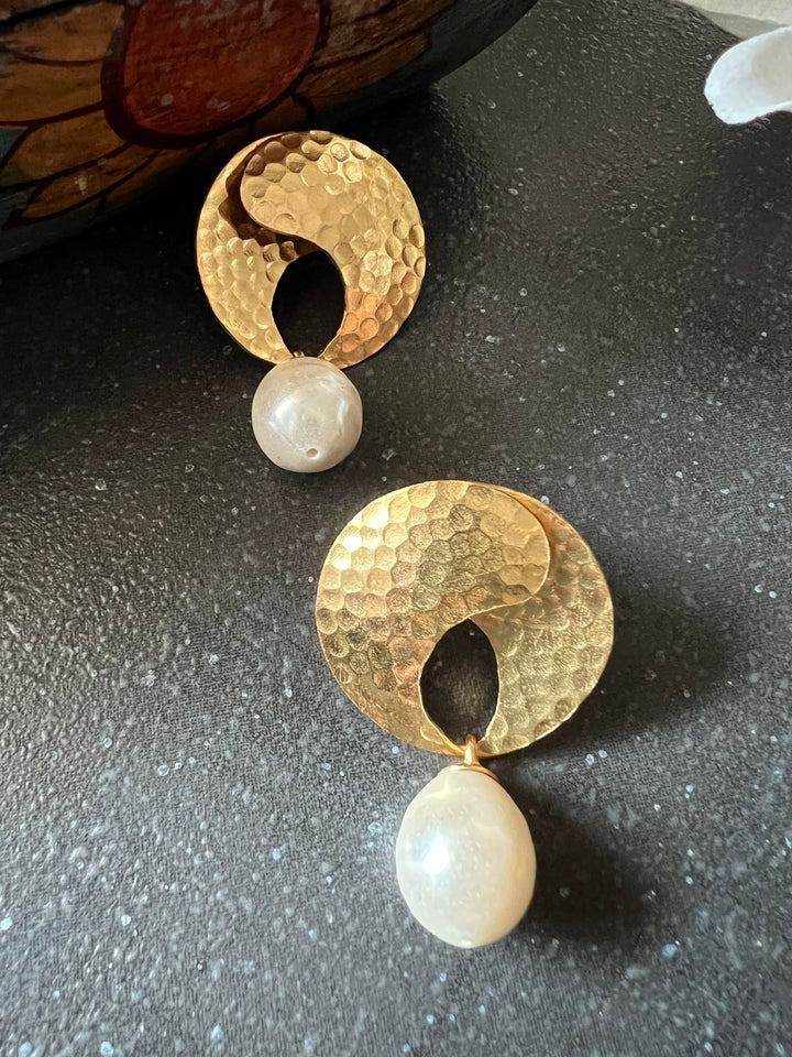 Classy Pearl Drop Gold Tone Earrings