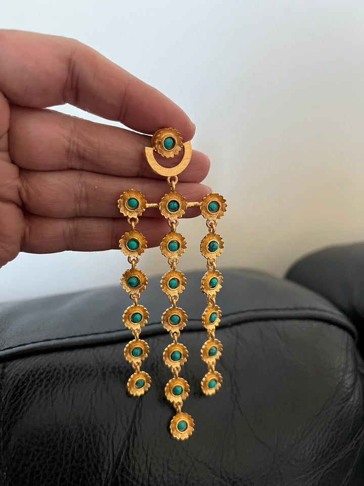 Statement Turquoise Flowers Earrings