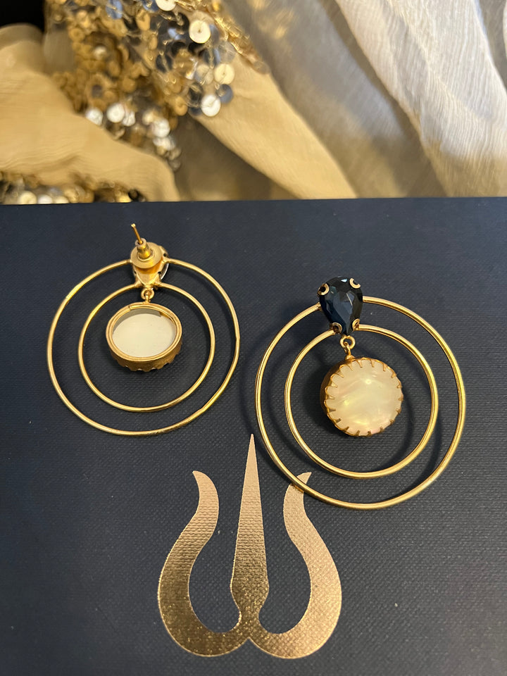 Natural Moonstone Spherical Earrings | Gold Plated Brass