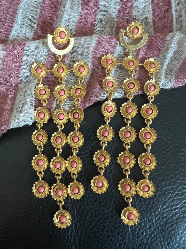 Pink Coral Flowers Earrings