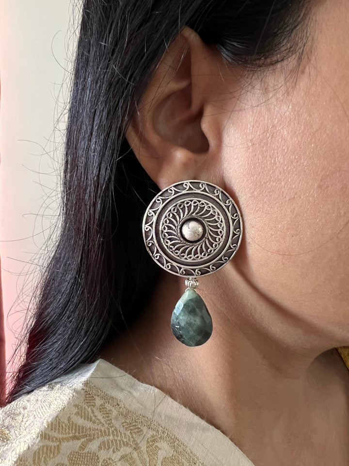 Real Emerald Drop Antique Earrings - SHIVKA