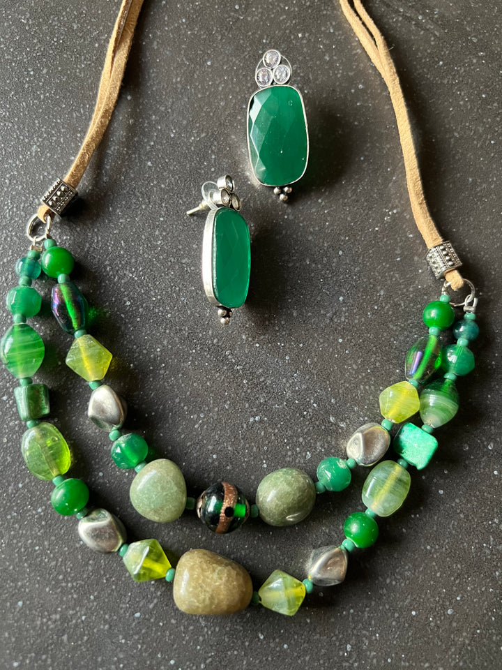 Beaded Necklace with studs