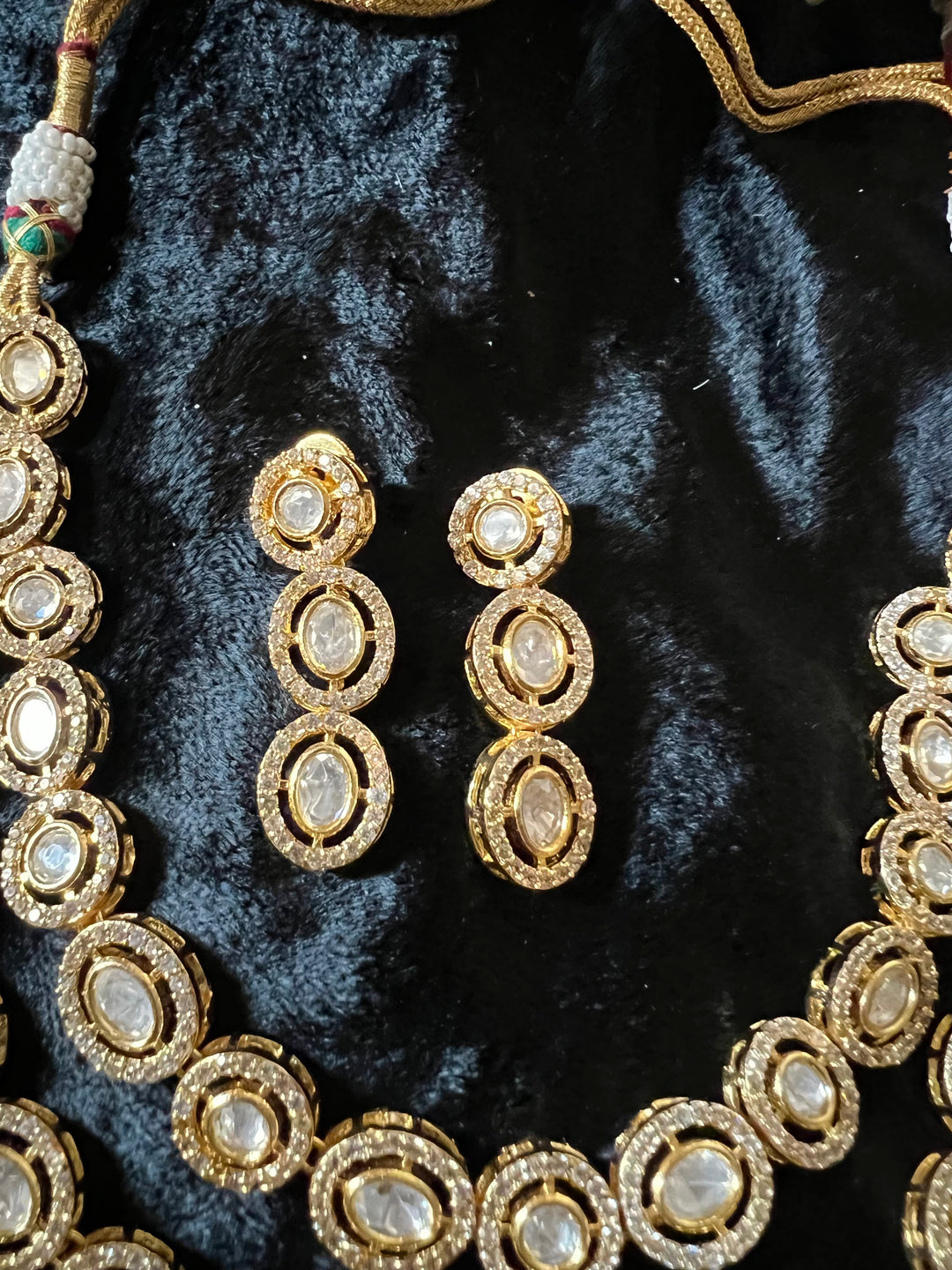 Statement CZ Polki Kundan Necklace with Earrings