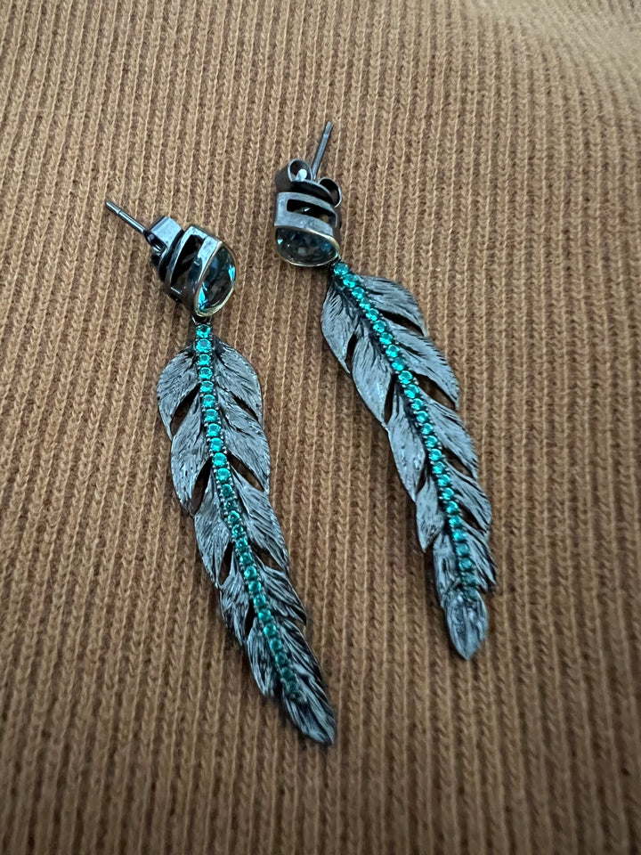 Minimalist 925 Silver Amethyst Leaf Earrings