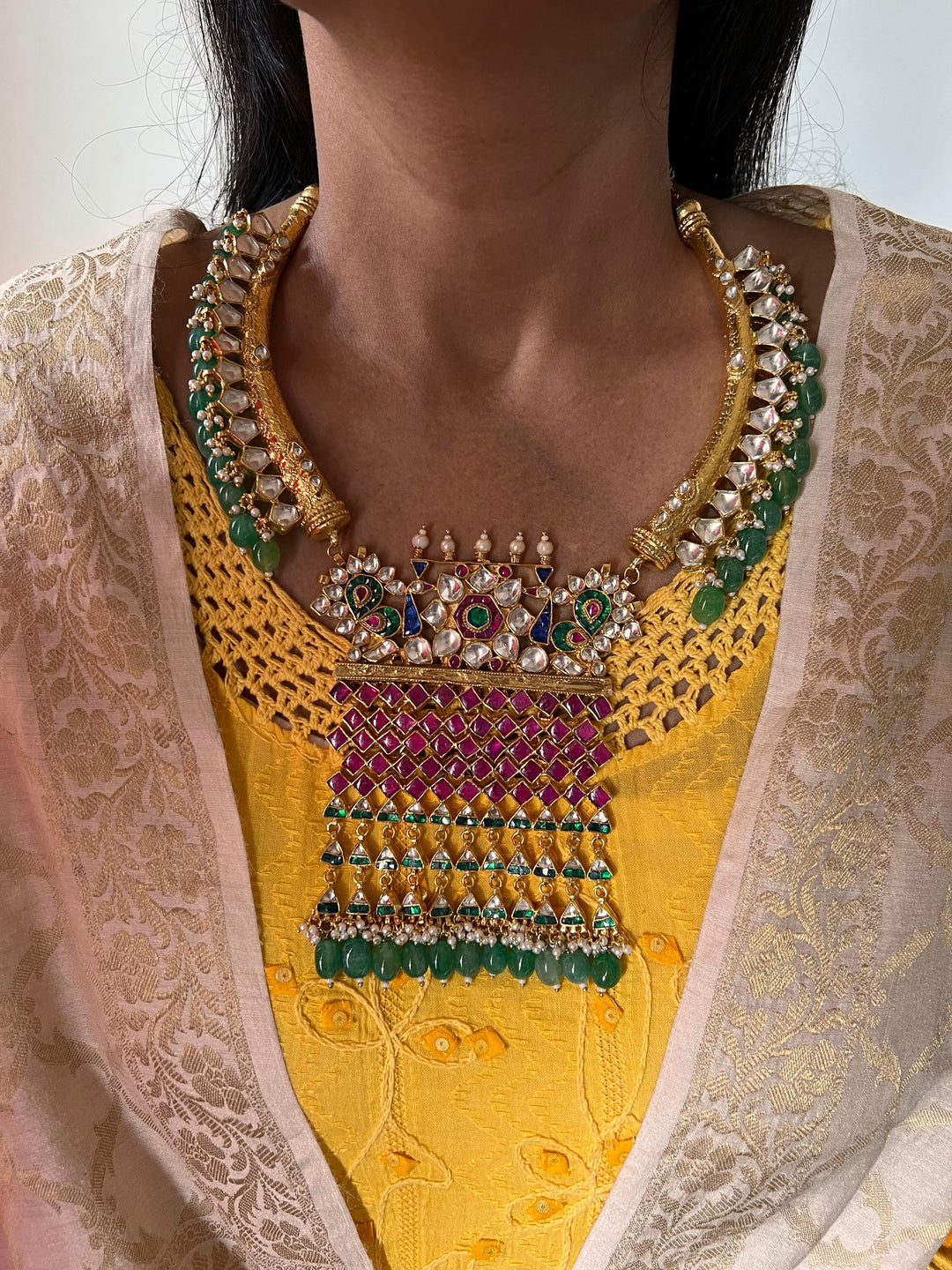 Royal Kundan Wedding Necklace with Earrings - SHIVKA