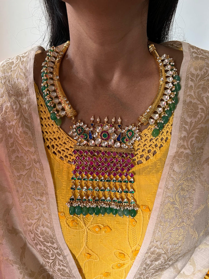 Royal Kundan Wedding Necklace with Earrings - SHIVKA