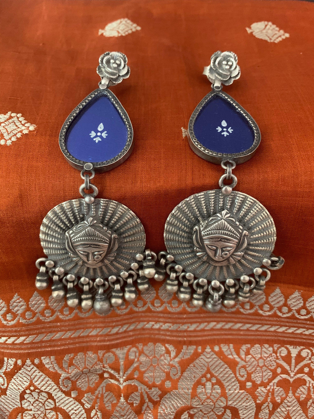 Hand Painted Glass - Sterling Silver Earrings - SHIVKA
