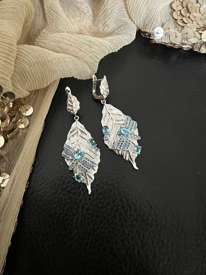 Designer Pure 925 Silver Dragon Fly Earrings