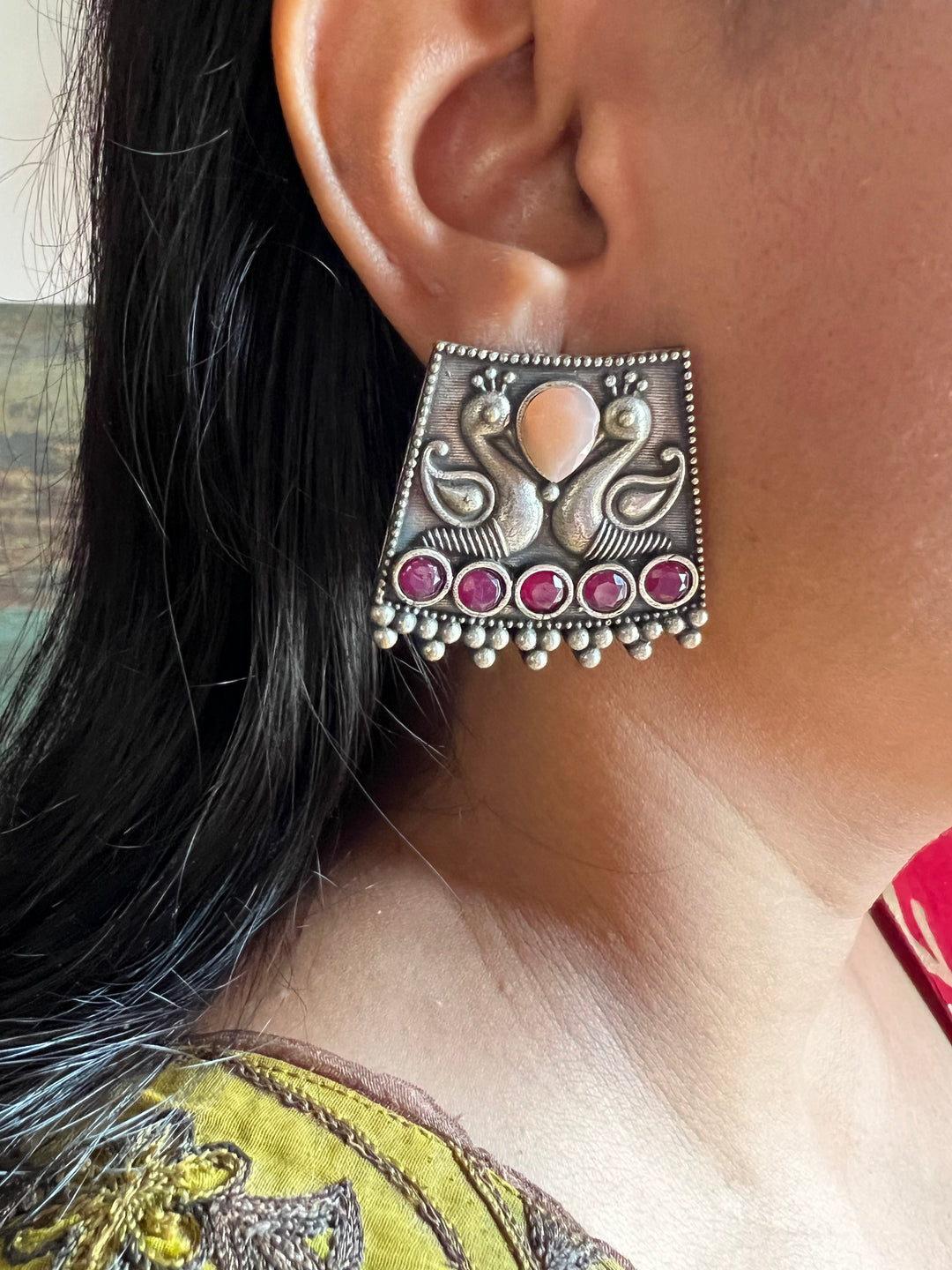 Antique Twin Peacock Earrings