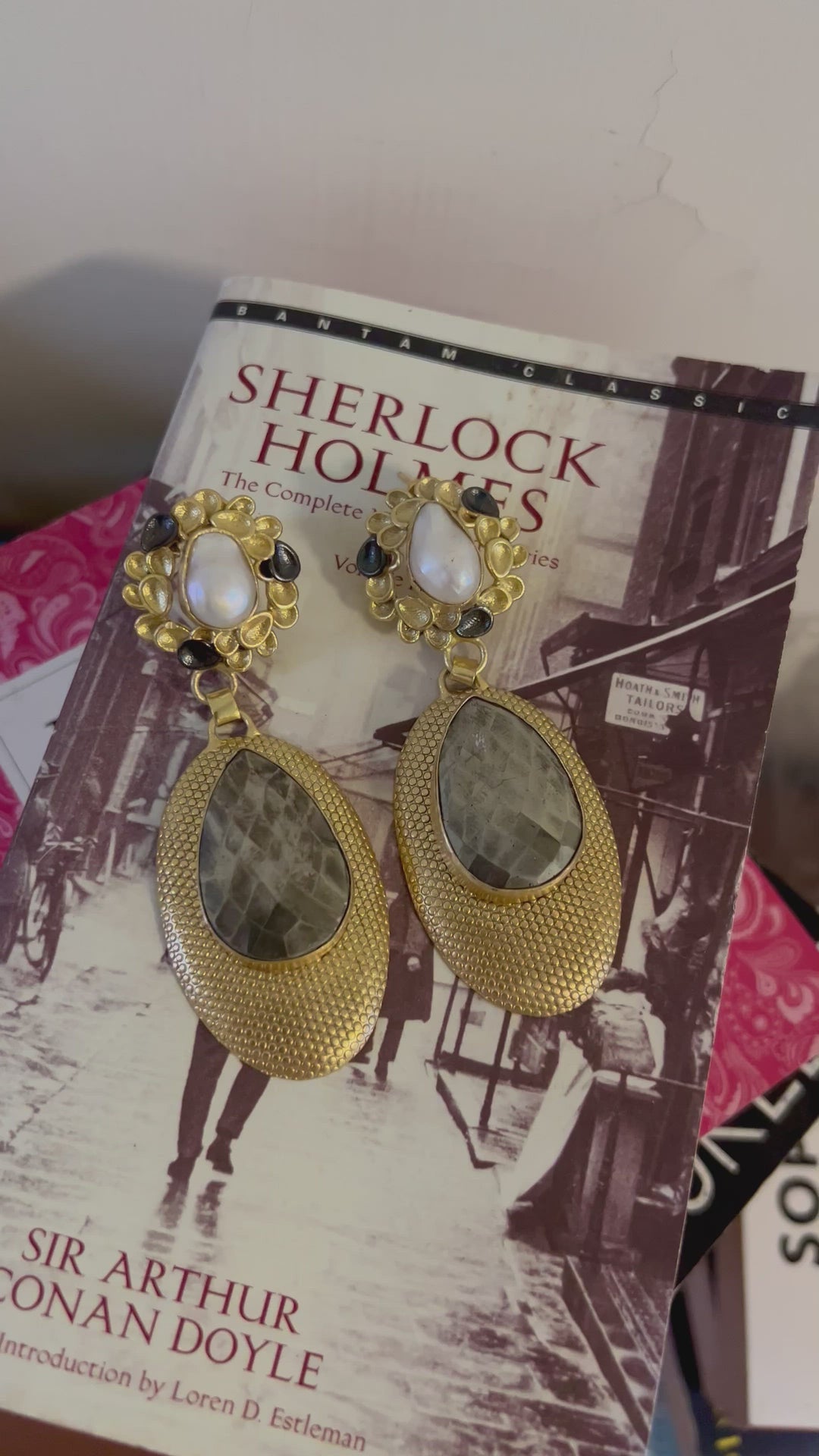 Baroque Pearl and Pyrite Designer Earrings