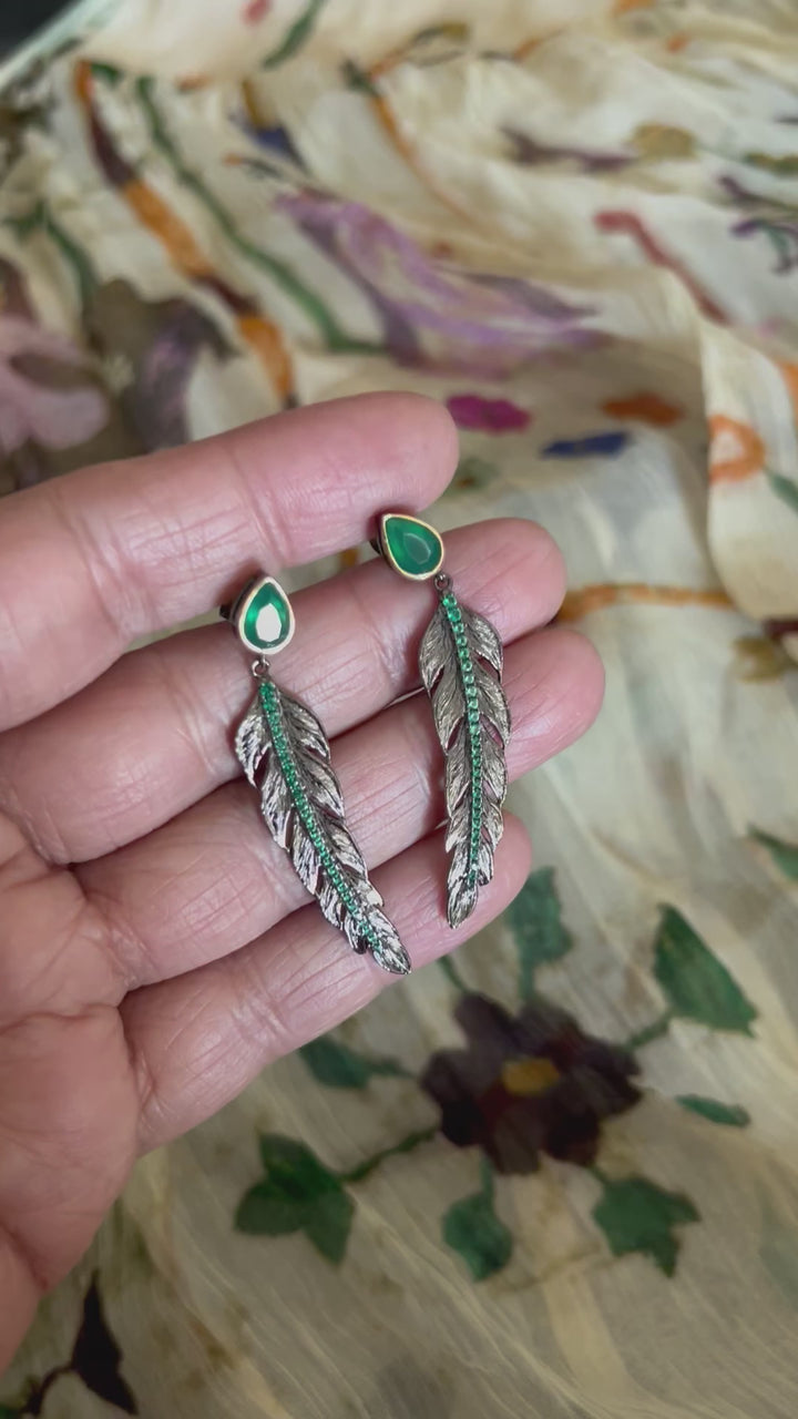 Minimalist 925 Silver Agate Leaf Earrings