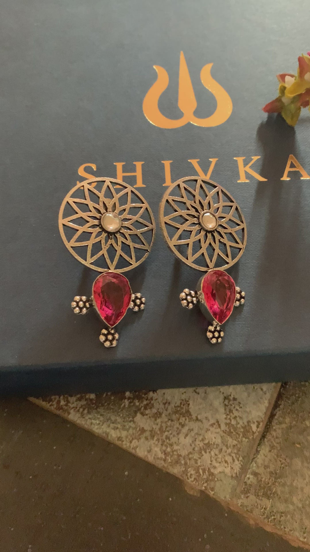 Designer Pink Crystal Stud Earrings