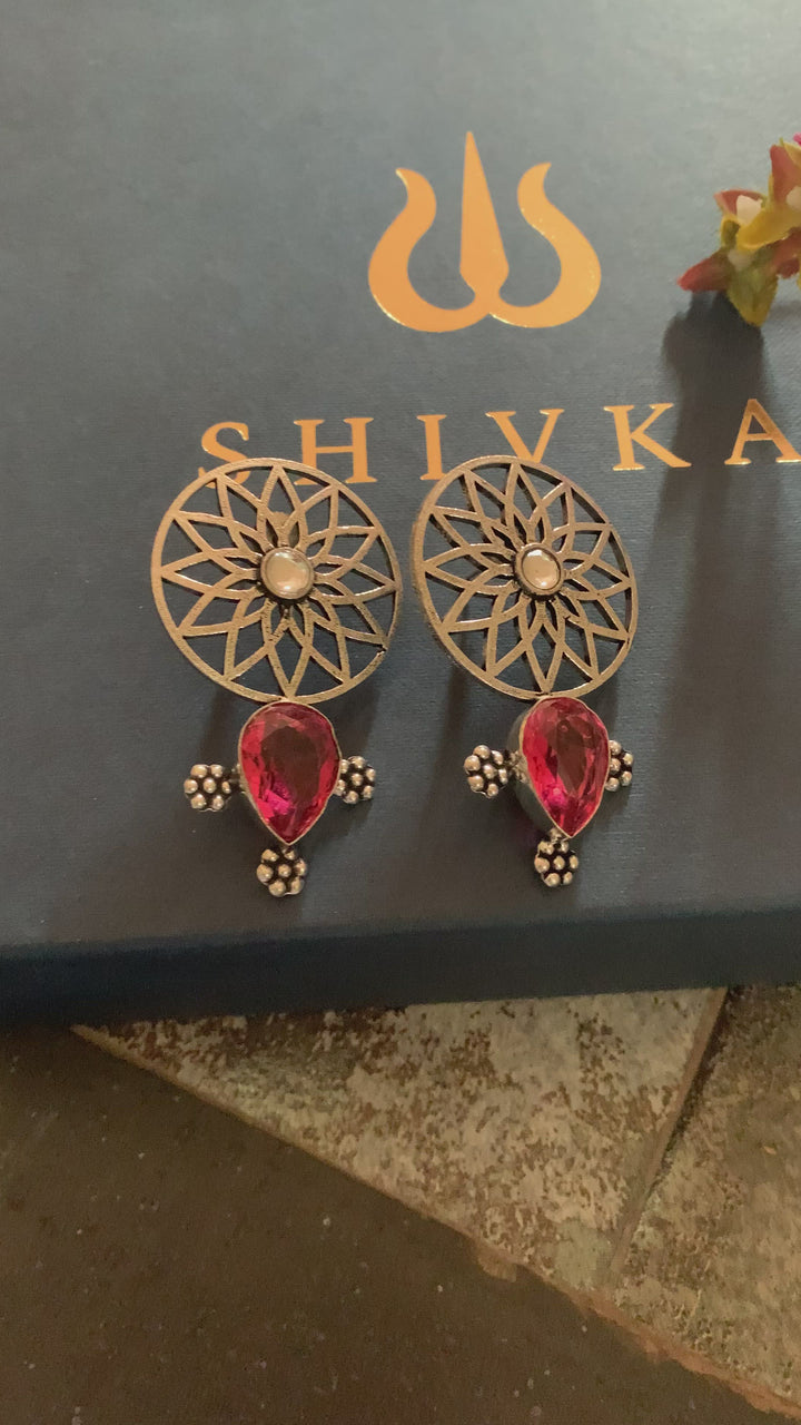 Designer Pink Crystal Stud Earrings