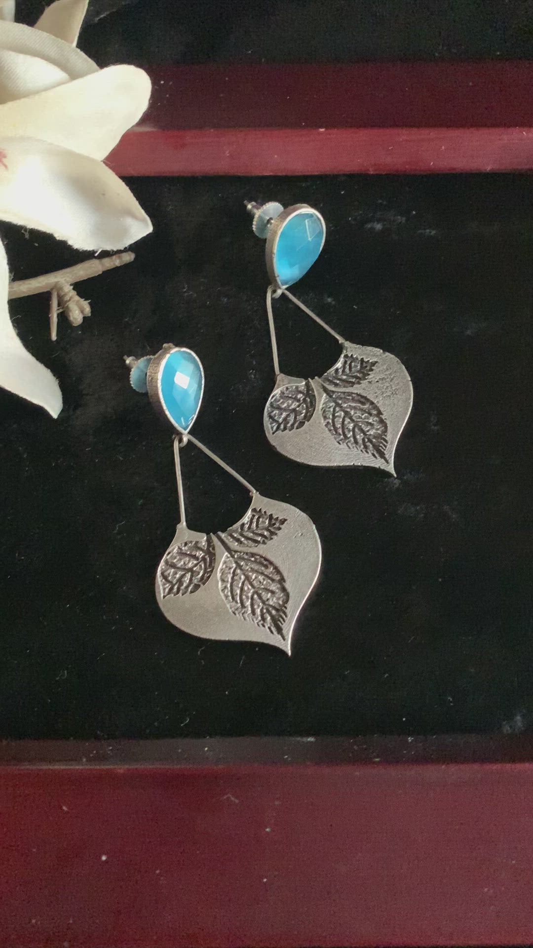 Tribal Leaf Stone Danglers