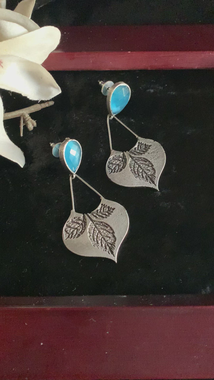 Tribal Leaf Stone Danglers