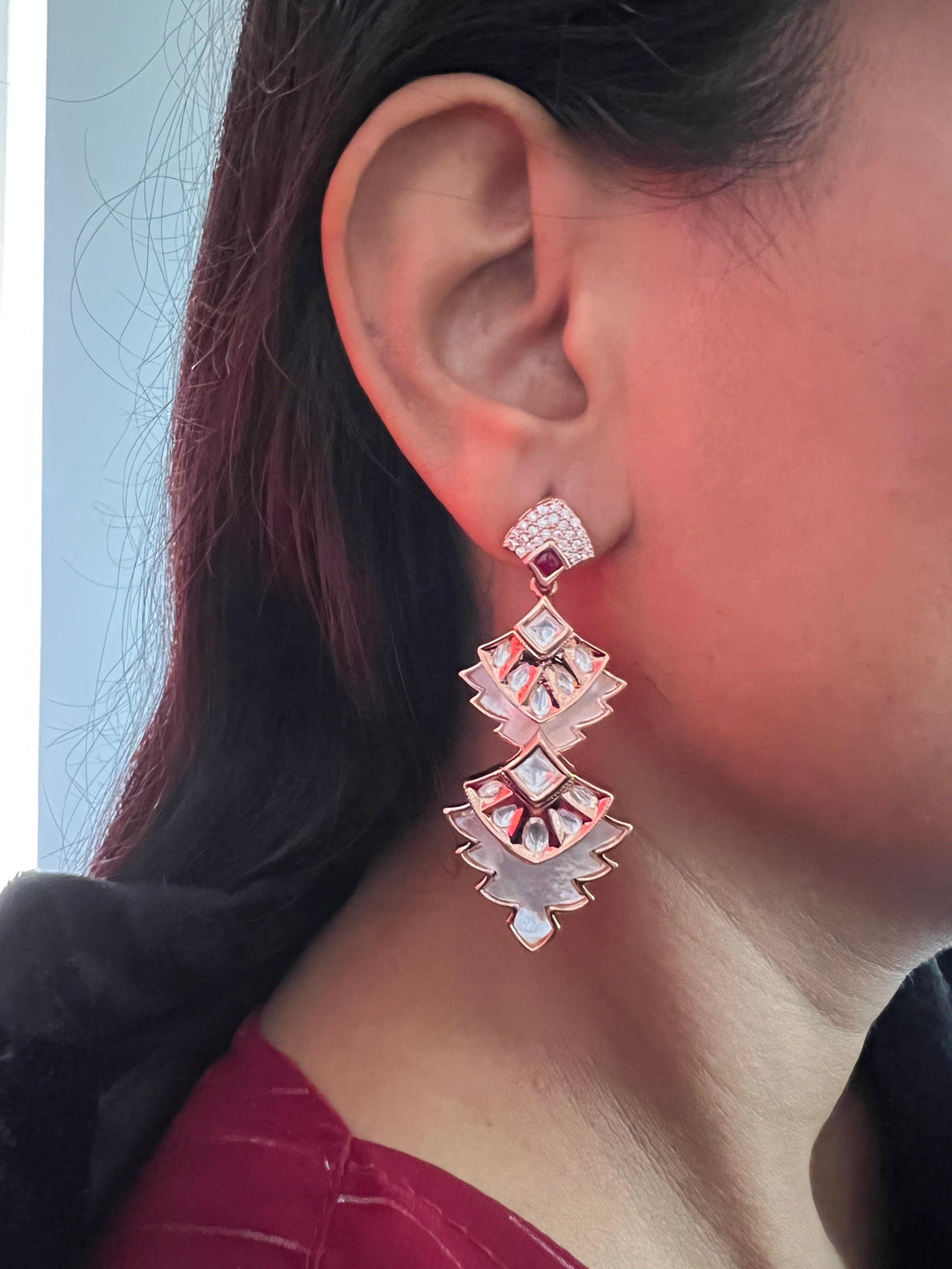 Kundan Mother of Pearl Earrings - SHIVKA