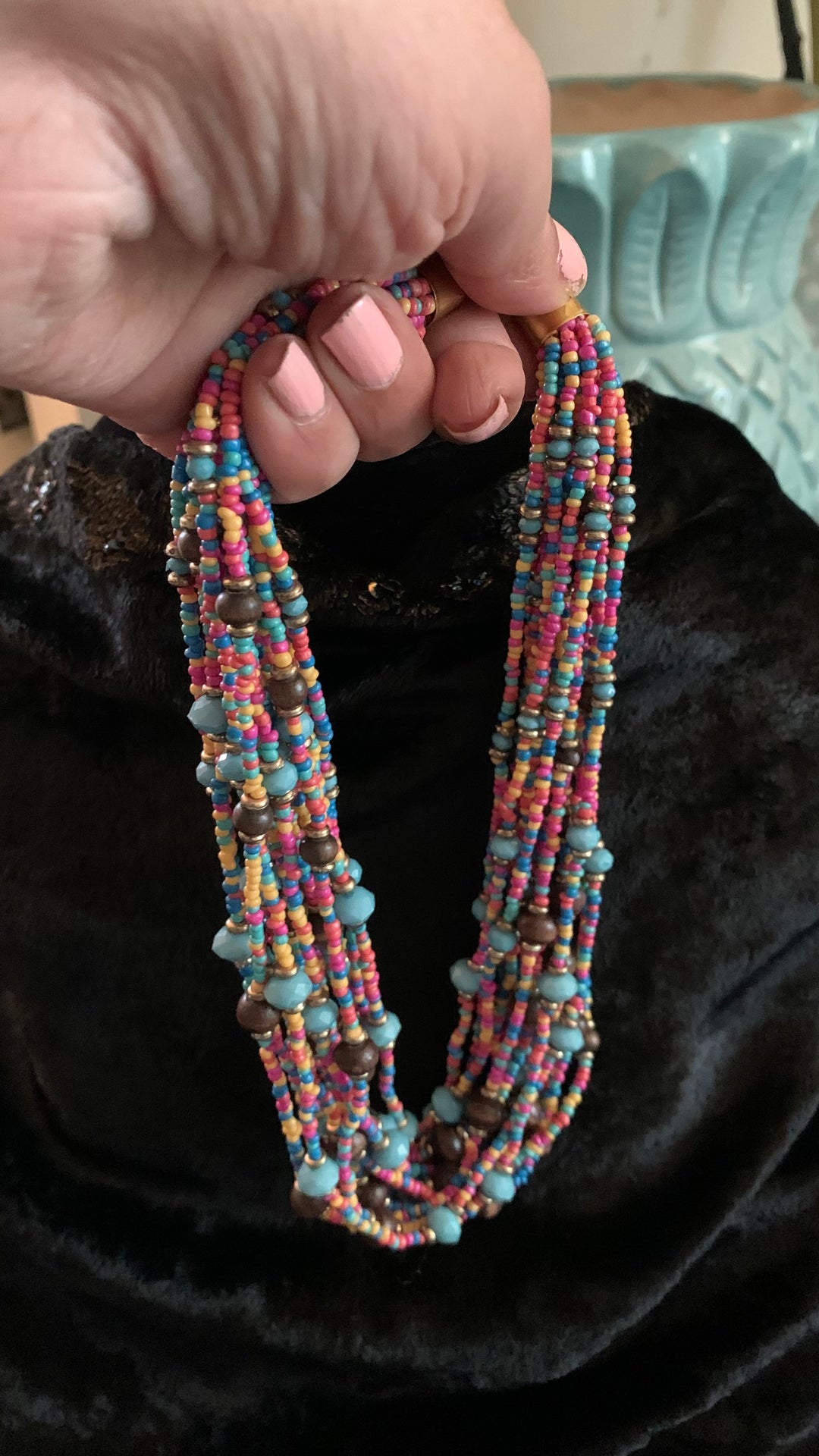 Beautiful Multicolor Beaded Necklace with Statement Studs