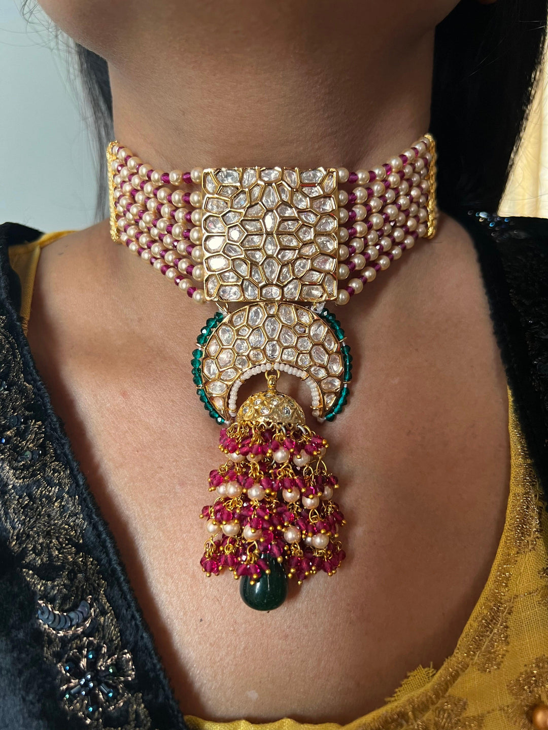 Kundan Choker with Statement Earrings - SHIVKA