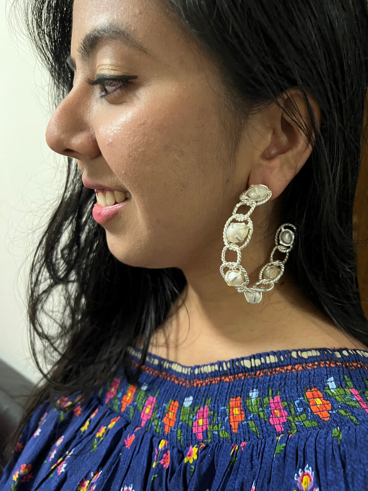 Classy Pearl Hoop Earrings