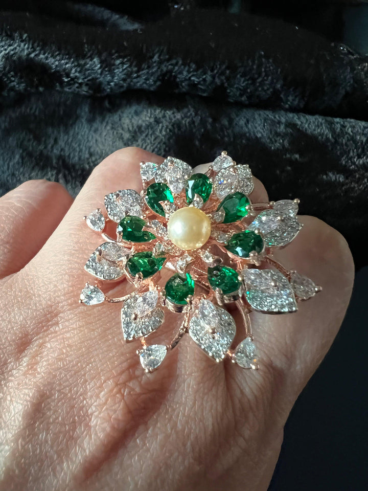 Statement Emerald Zirconia Ring - SHIVKA