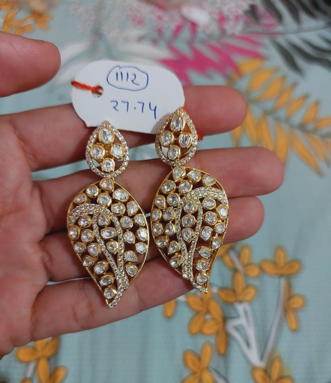 Pure 925 Moissanite Polki Silver Earrings