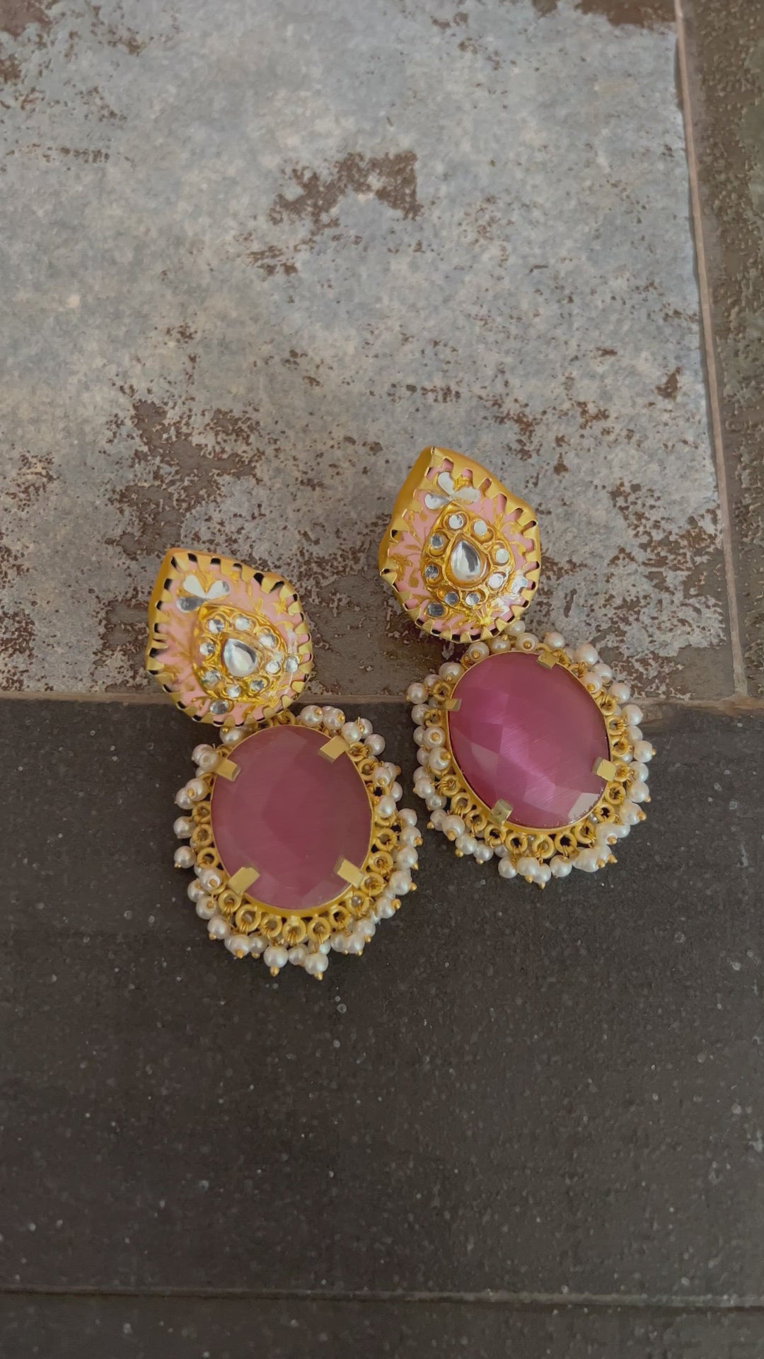Pink Gemstone Earrings