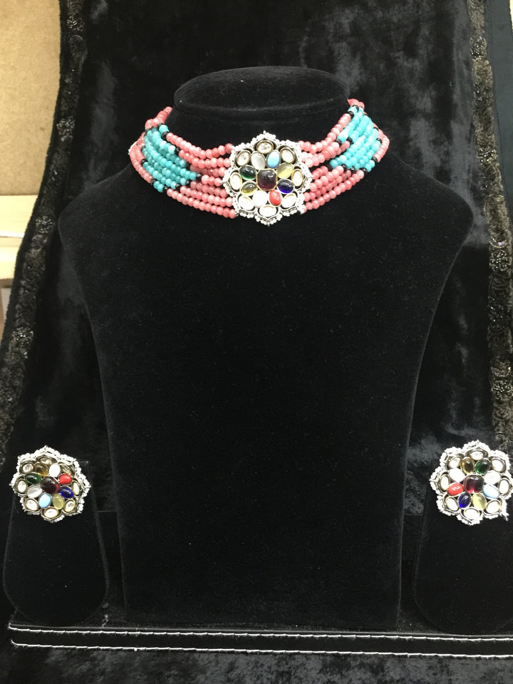 Designer Multicolored Choker with Studs