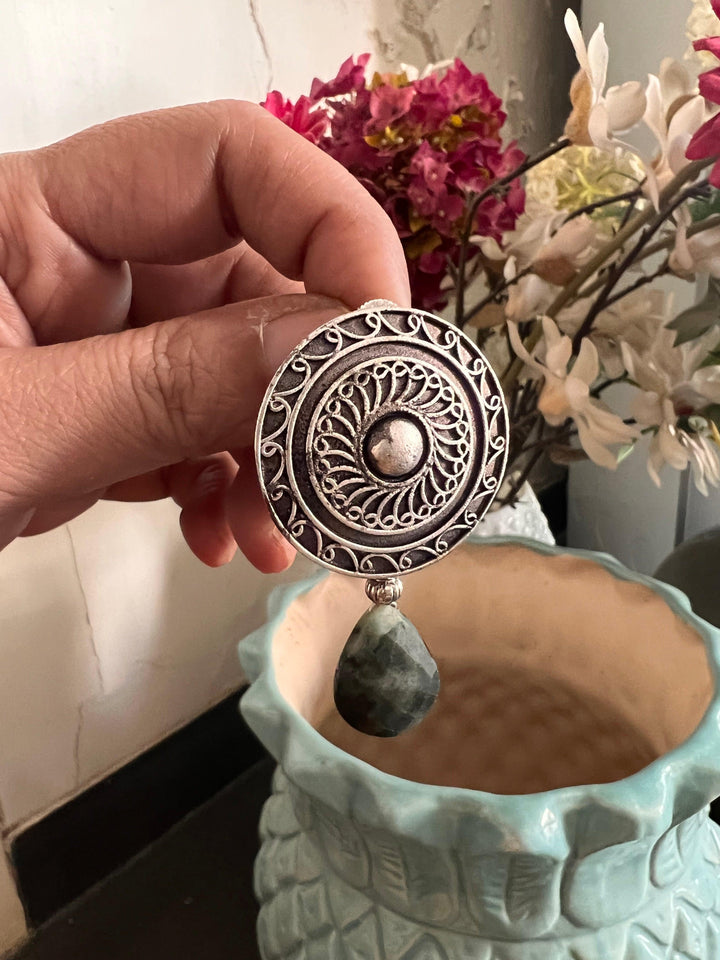 Real Emerald Drop Antique Earrings - SHIVKA