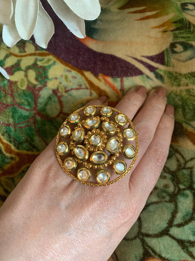 Oversized Kundan Ring - SHIVKA