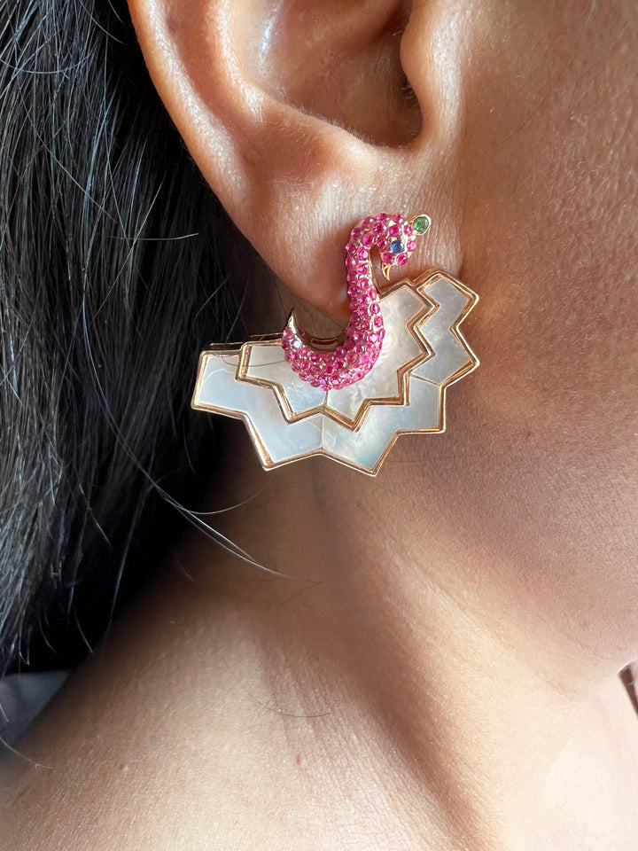 Mother of Pearl Swan Studs