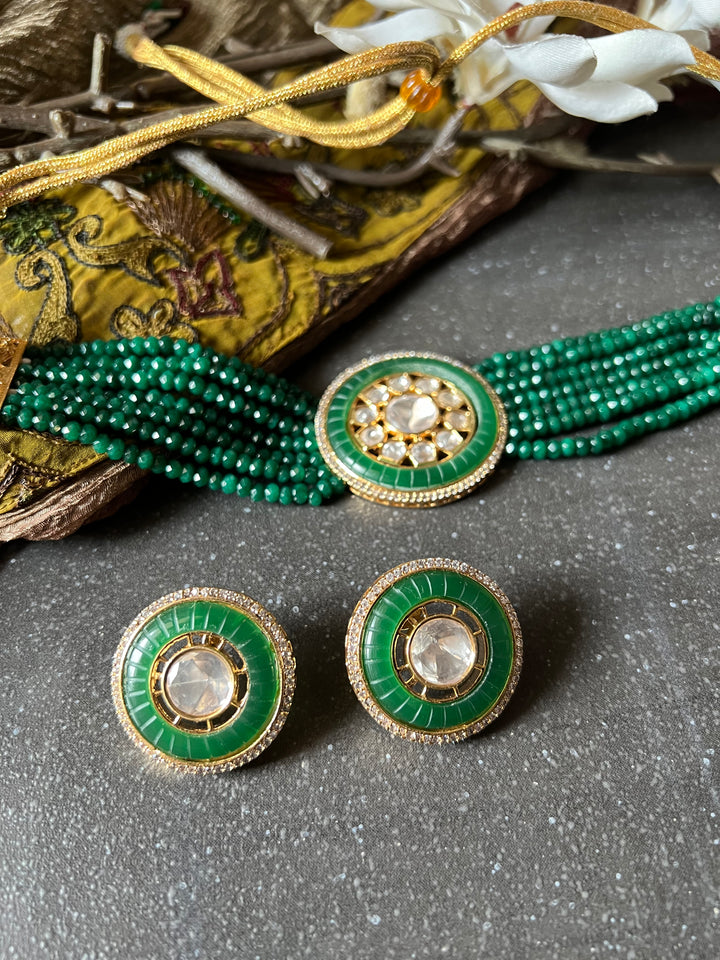 Victorian Kundan Choker Necklace with Earrings