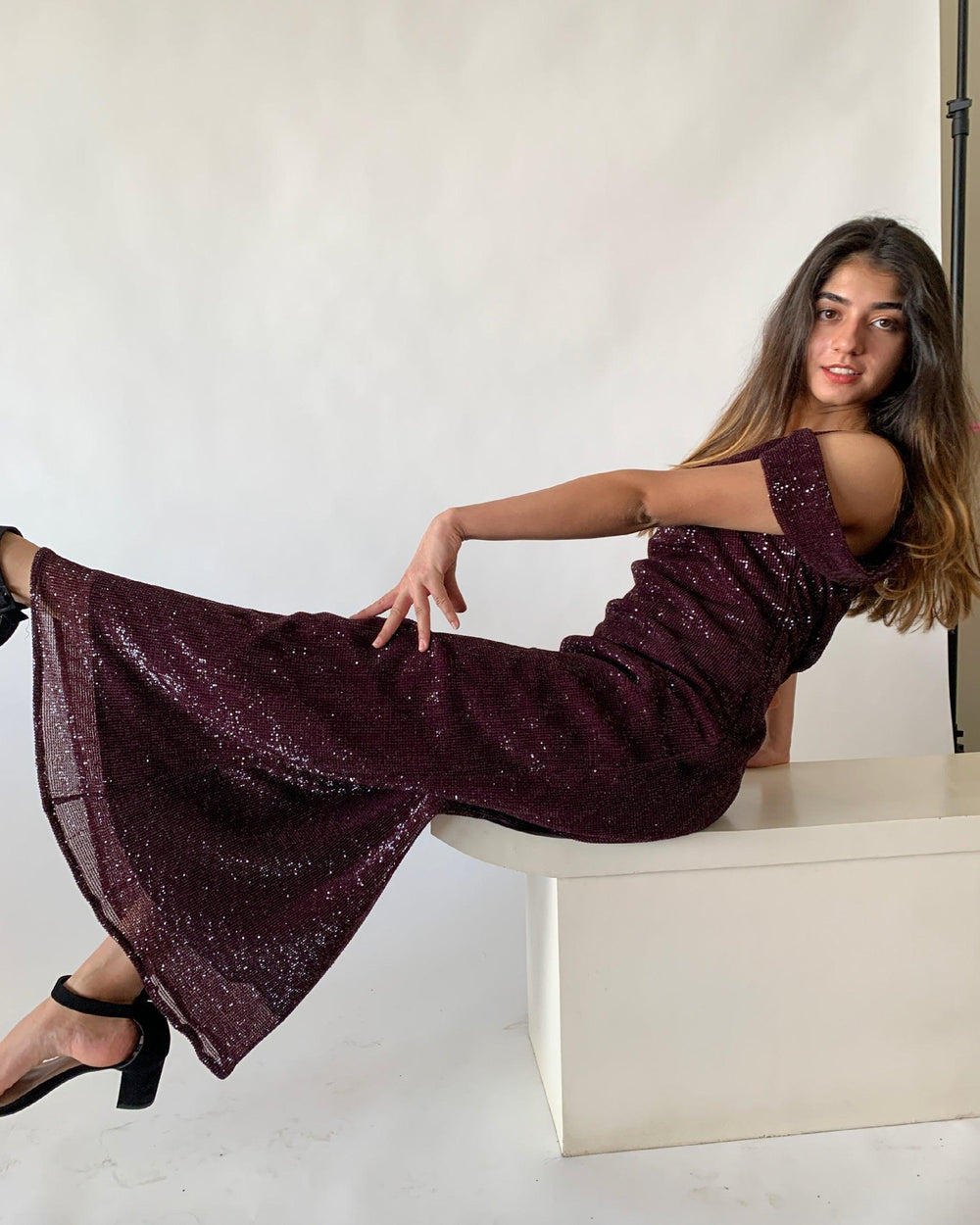 Sequin Cowl Neck Gown - SHIVKA