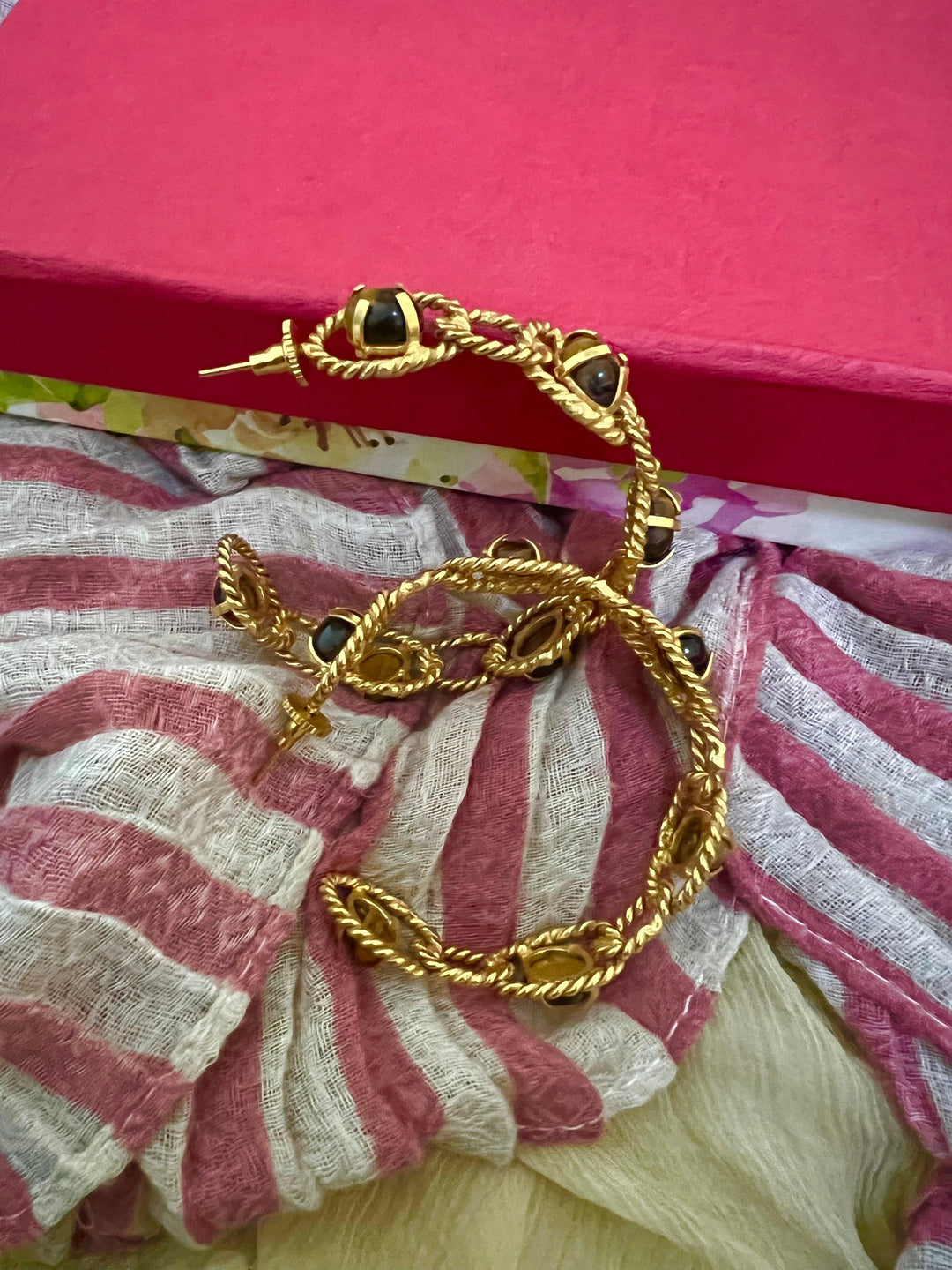 Tiger Eye Hoop Earrings - SHIVKA